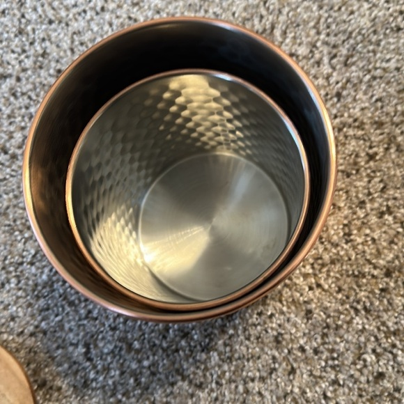 Uncommon James Copper Nesting Canisters w/Wood lids, EUC - Picture 3 of 5